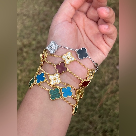 Lucky Alhambra SilverTone Clover Motif Bracelet With Crystals and Black … - Picture 7 of 10